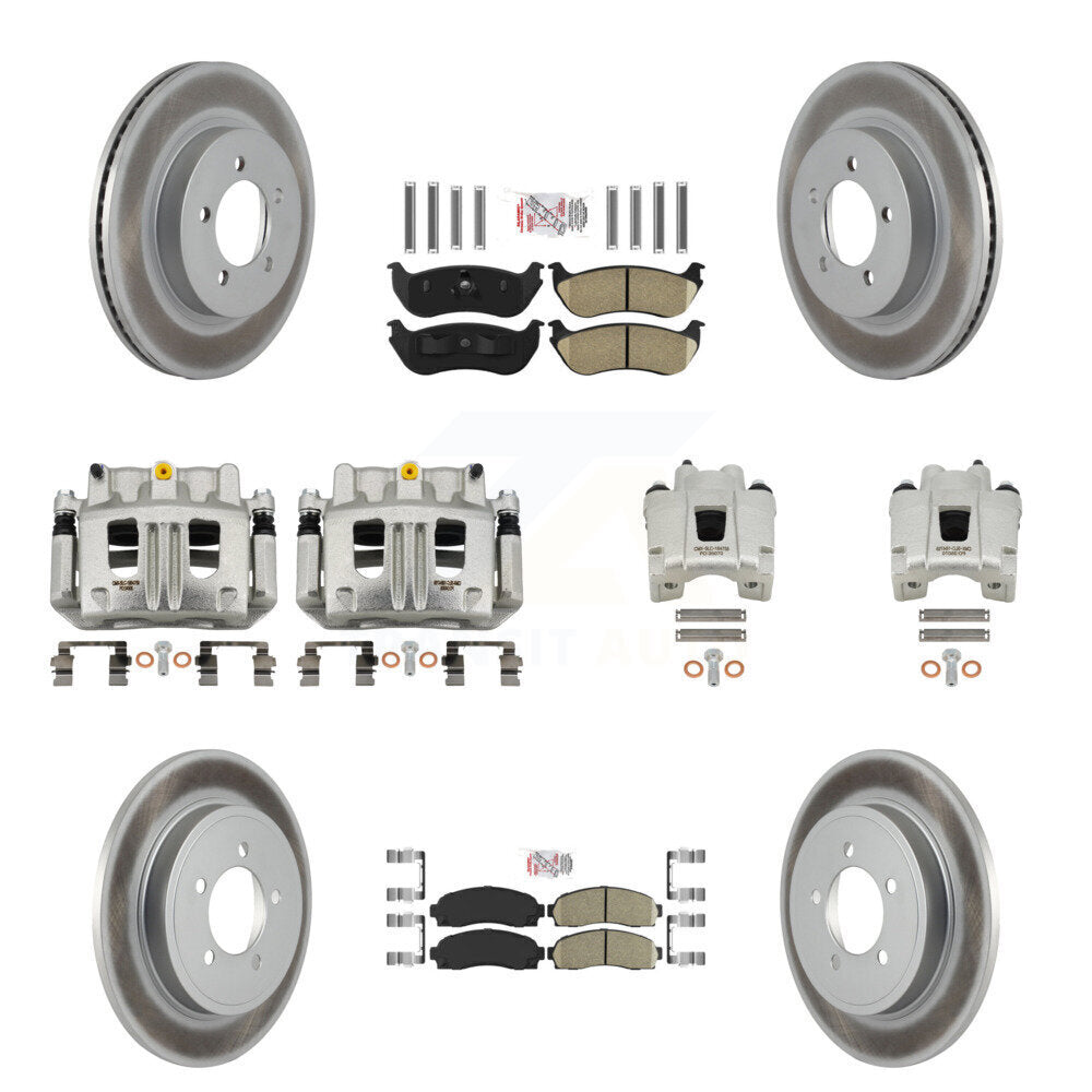 Front Rear Brake Caliper Coat Rotor And Ceramic Pad Kit (10Pc) For Ford Explorer Mercury KCG-102141N