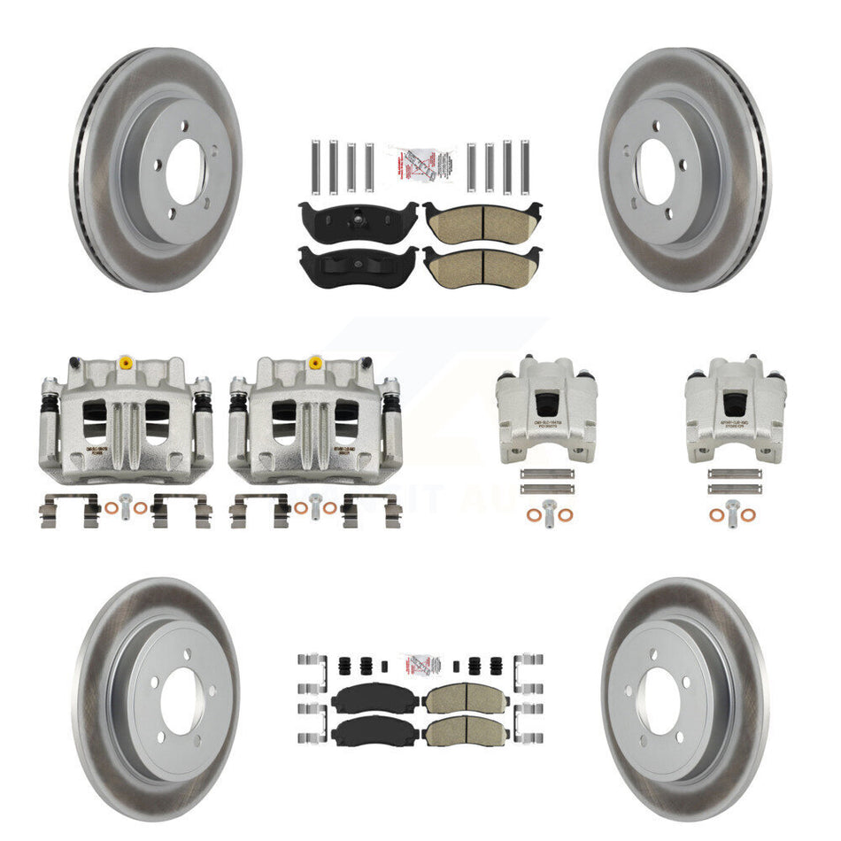 Front Rear Brake Caliper Coat Rotor And Ceramic Pad Kit (10Pc) For Ford Explorer Mercury KCG-102142N