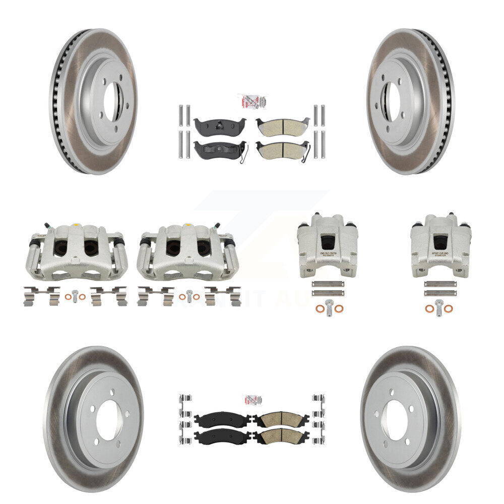 Front Rear Brake Caliper Coat Rotor & Ameribrakes Pad Kit (10Pc) For Ford Explorer Sport KCG-102144N