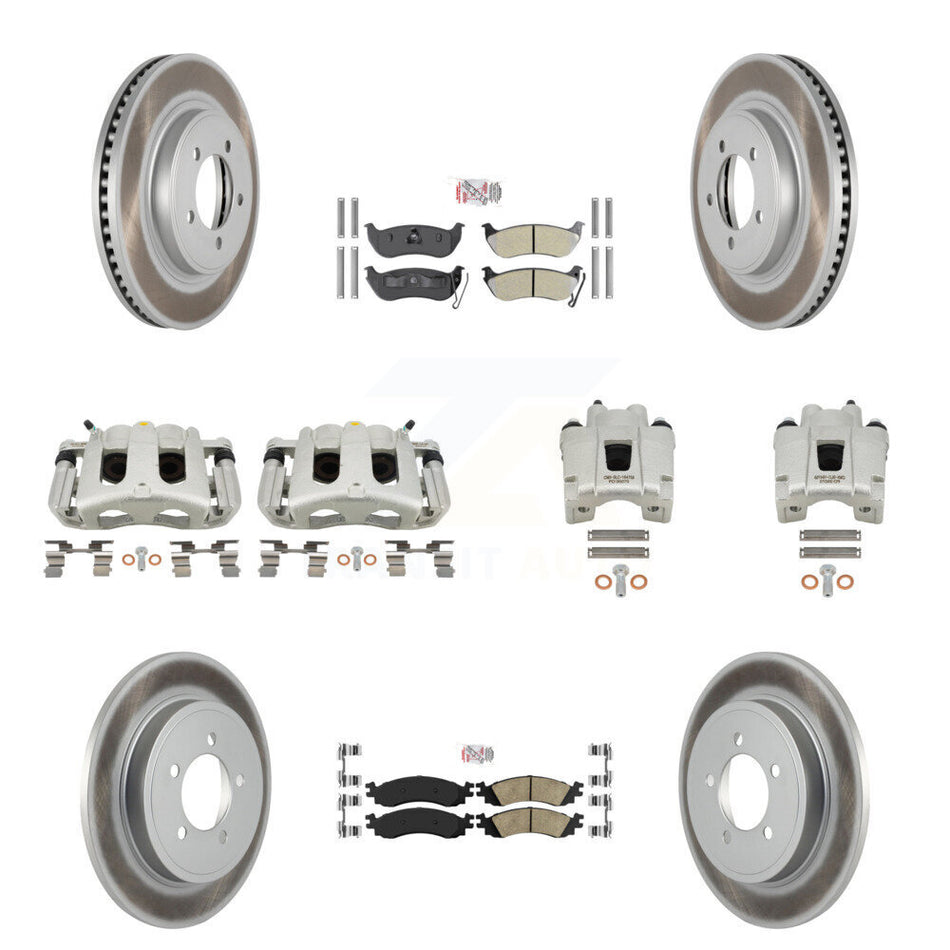 Front Rear Brake Caliper Coat Rotor & Ameribrakes Pad Kit (10Pc) For Ford Explorer Sport KCG-102144N