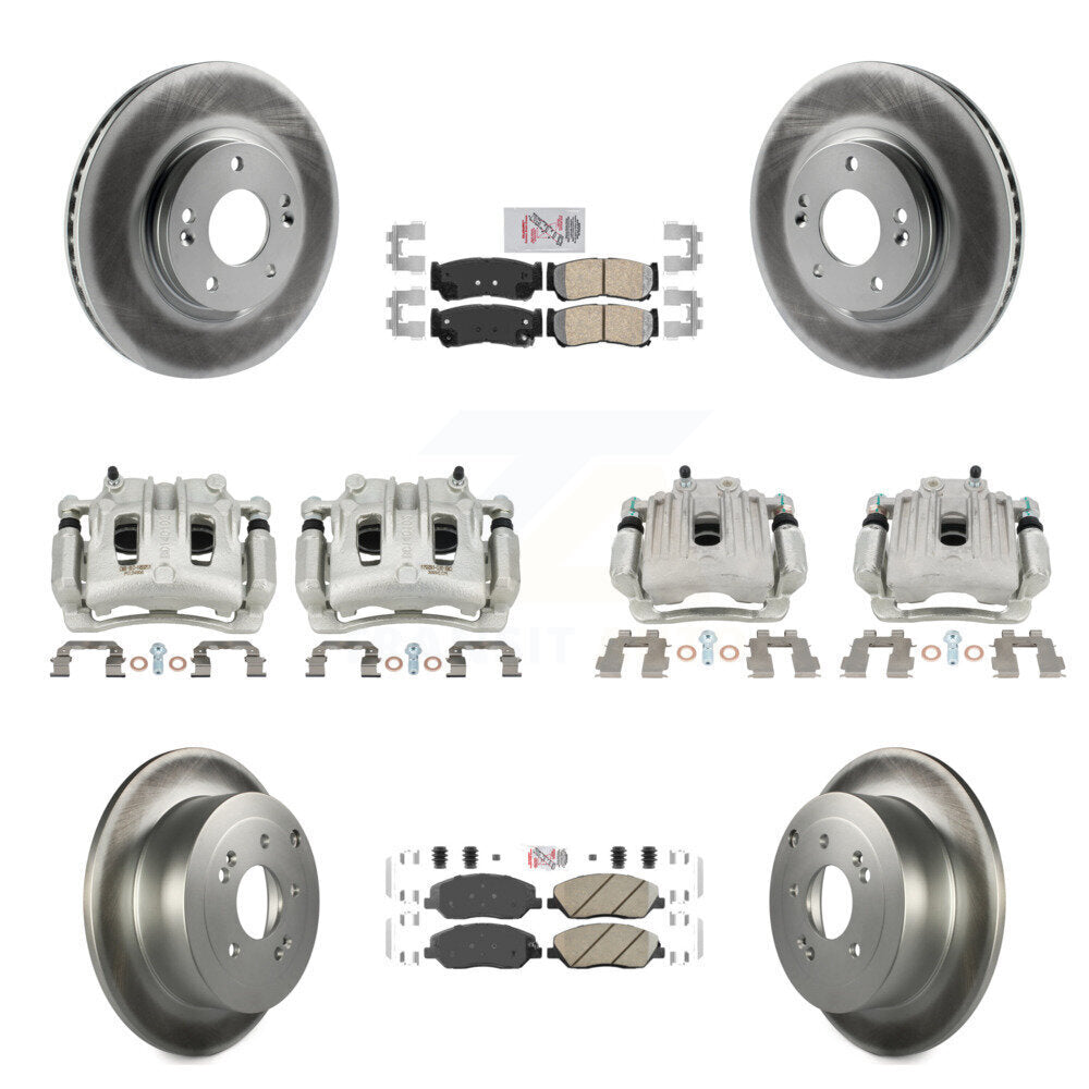 Front Rear Brake Caliper Coat Rotors & Ceramic Pad Kit (10Pc) For 07-09 Hyundai Santa Fe KCG-102145N