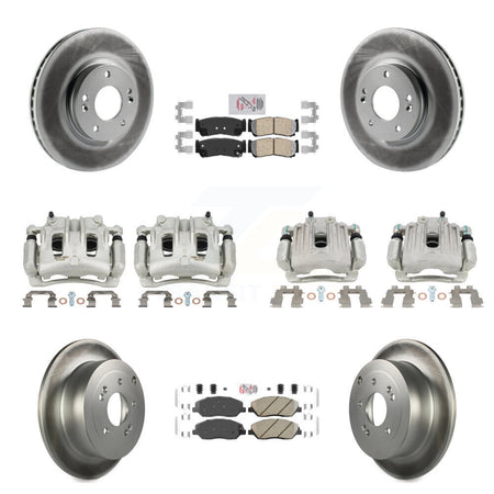 Front Rear Brake Caliper Coat Rotors & Ceramic Pad Kit (10Pc) For 07-09 Hyundai Santa Fe KCG-102145N