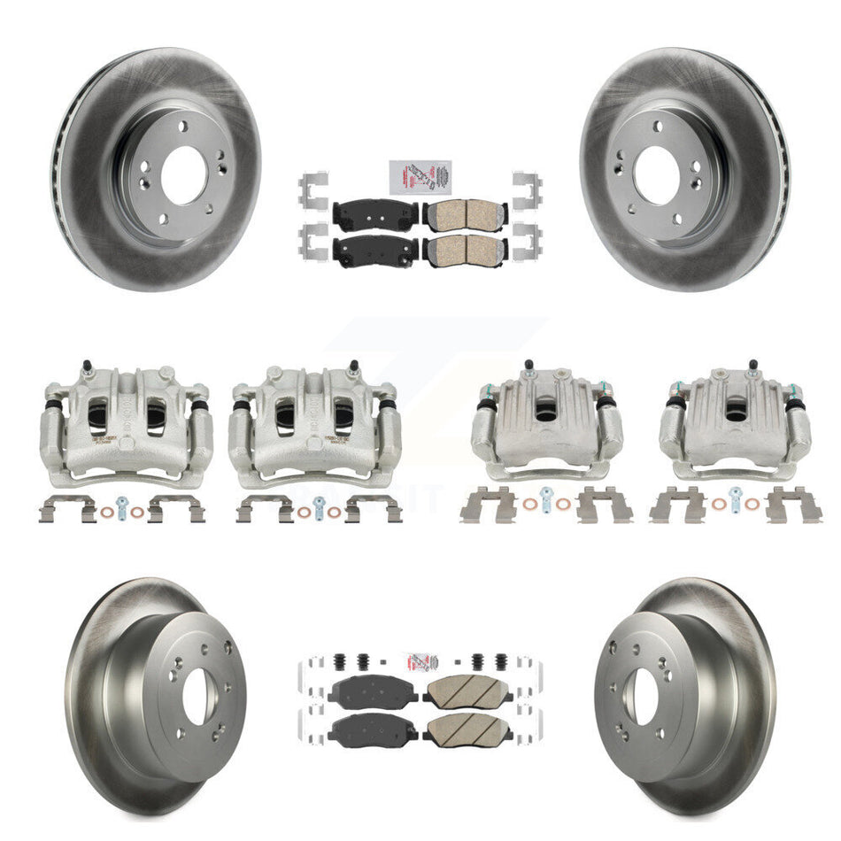 Front Rear Brake Caliper Coat Rotors & Ceramic Pad Kit (10Pc) For 07-09 Hyundai Santa Fe KCG-102145N