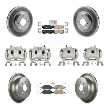 Front Rear Brake Caliper Coat Rotors & Ceramic Pad Kit (10Pc) For 07-09 Hyundai Santa Fe KCG-102146N