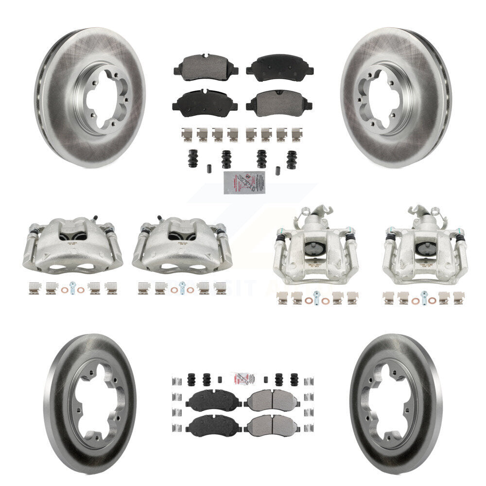 Front Rear Brake Caliper Coat Rotors & Semi-Metallic Pad Kit (10Pc) For Ford Transit-250 KCG-102147N