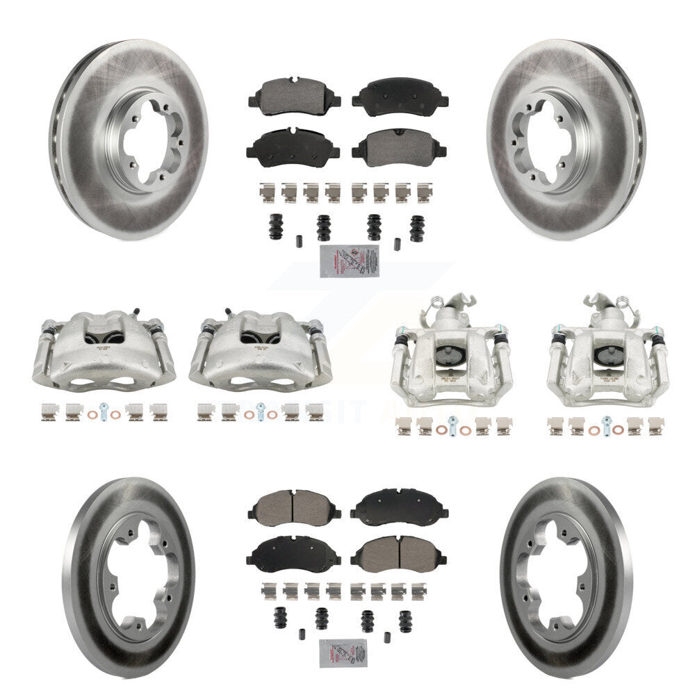 Front Rear Brake Caliper Coat Rotors & Semi-Metallic Pad Kit (10Pc) For Ford Transit-250 KCG-102149N