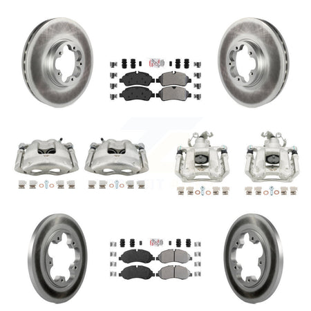 Front Rear Brake Caliper Coat Rotors & Semi-Metallic Pad Kit (10Pc) For Ford Transit-250 KCG-102150N