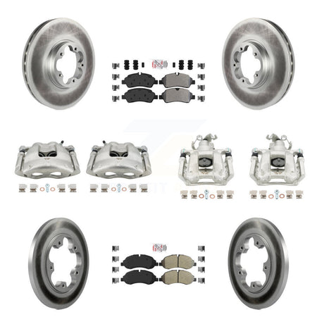 Front Rear Brake Caliper Coat Rotors & Semi-Metallic Pad Kit (10Pc) For Ford Transit-250 KCG-102151N