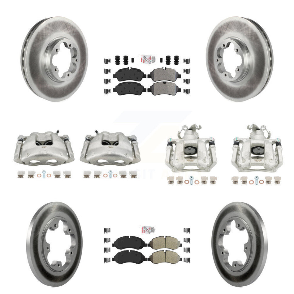 Front Rear Brake Caliper Coat Rotors & Semi-Metallic Pad Kit (10Pc) For Ford Transit-250 KCG-102151N