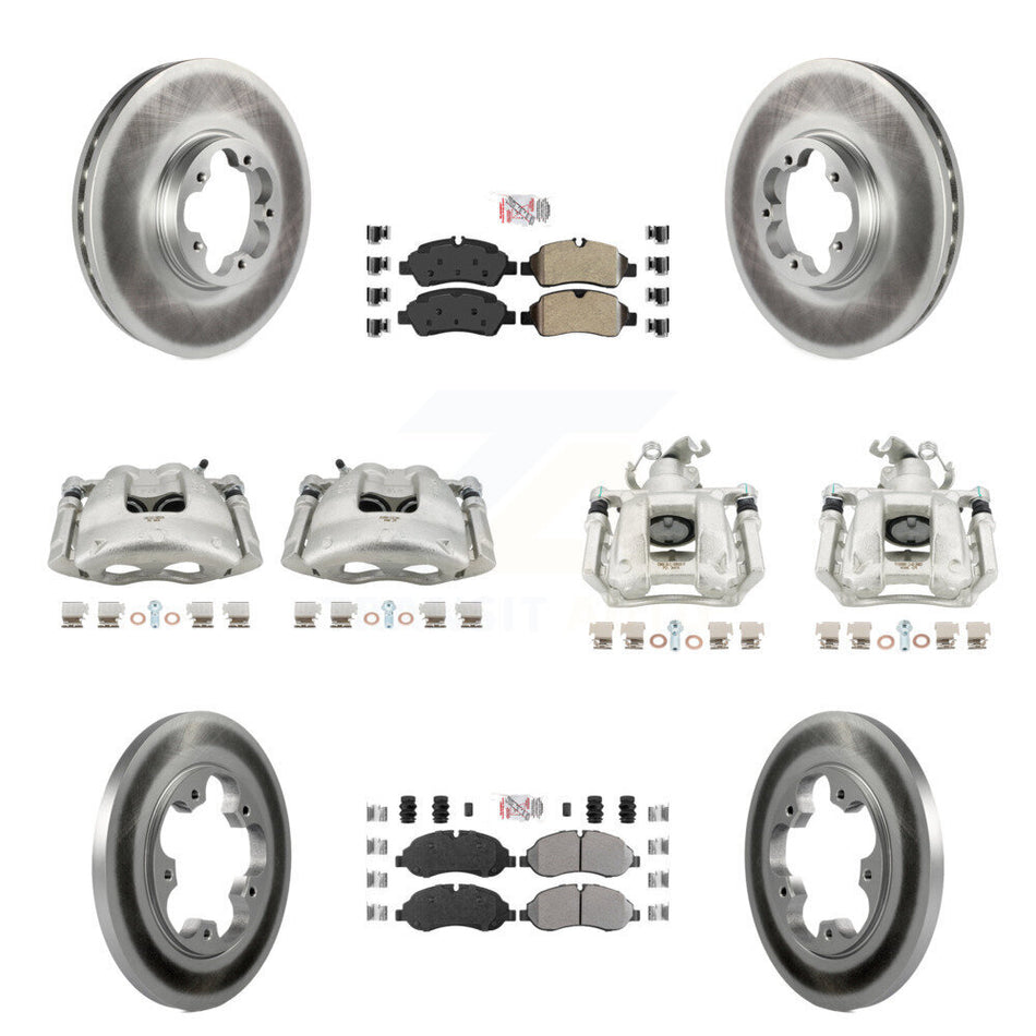 Front Rear Brake Caliper Coat Rotors & Semi-Metallic Pad Kit (10Pc) For Ford Transit-250 KCG-102153N