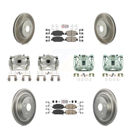 Front Rear Disc Brake Caliper Coated Rotors And Ceramic Pads Kit (10Pc) For Honda CR-V KCG-102156N