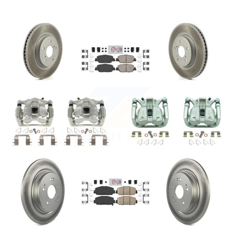 Front Rear Disc Brake Caliper Coated Rotors And Ceramic Pads Kit (10Pc) For Honda CR-V KCG-102158N