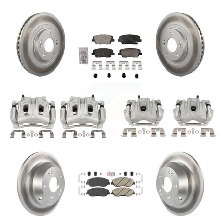 Front Rear Brake Caliper Coat Rotors Ceramic Pad Kit (10Pc) For Hyundai Santa Fe XL 3.3L KCG-102162N