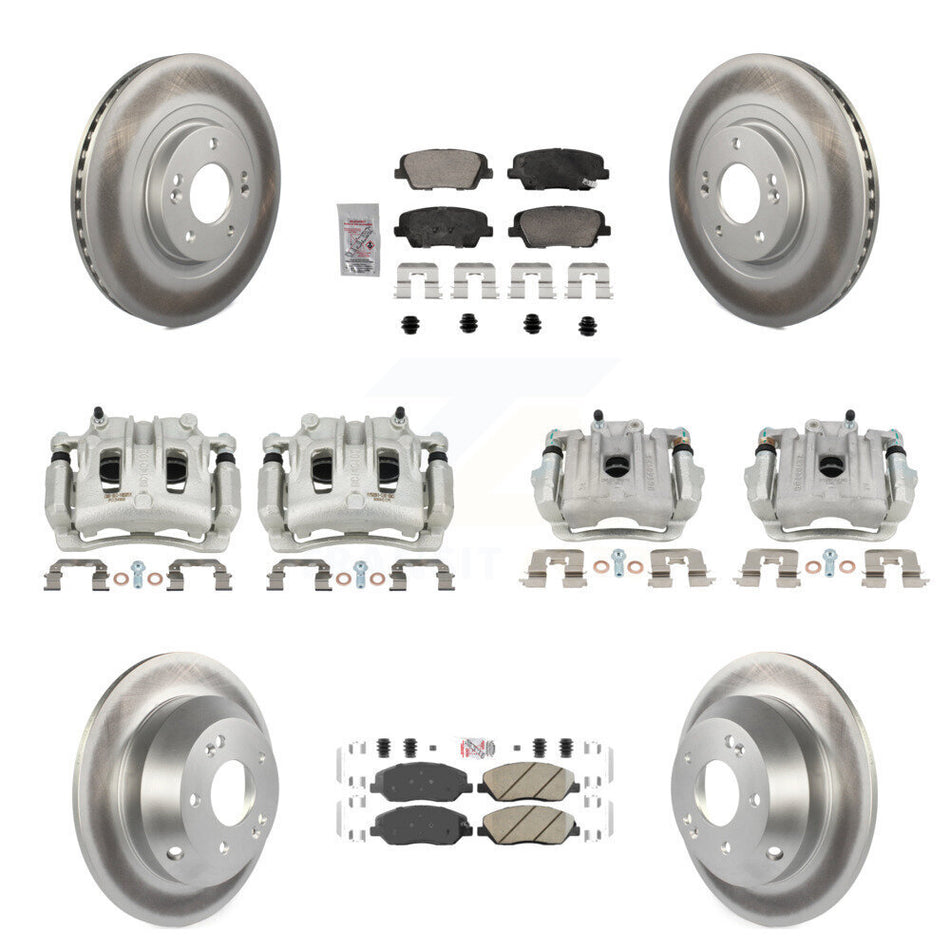 Front Rear Brake Caliper Coat Rotors Ceramic Pad Kit (10Pc) For Hyundai Santa Fe XL 3.3L KCG-102162N