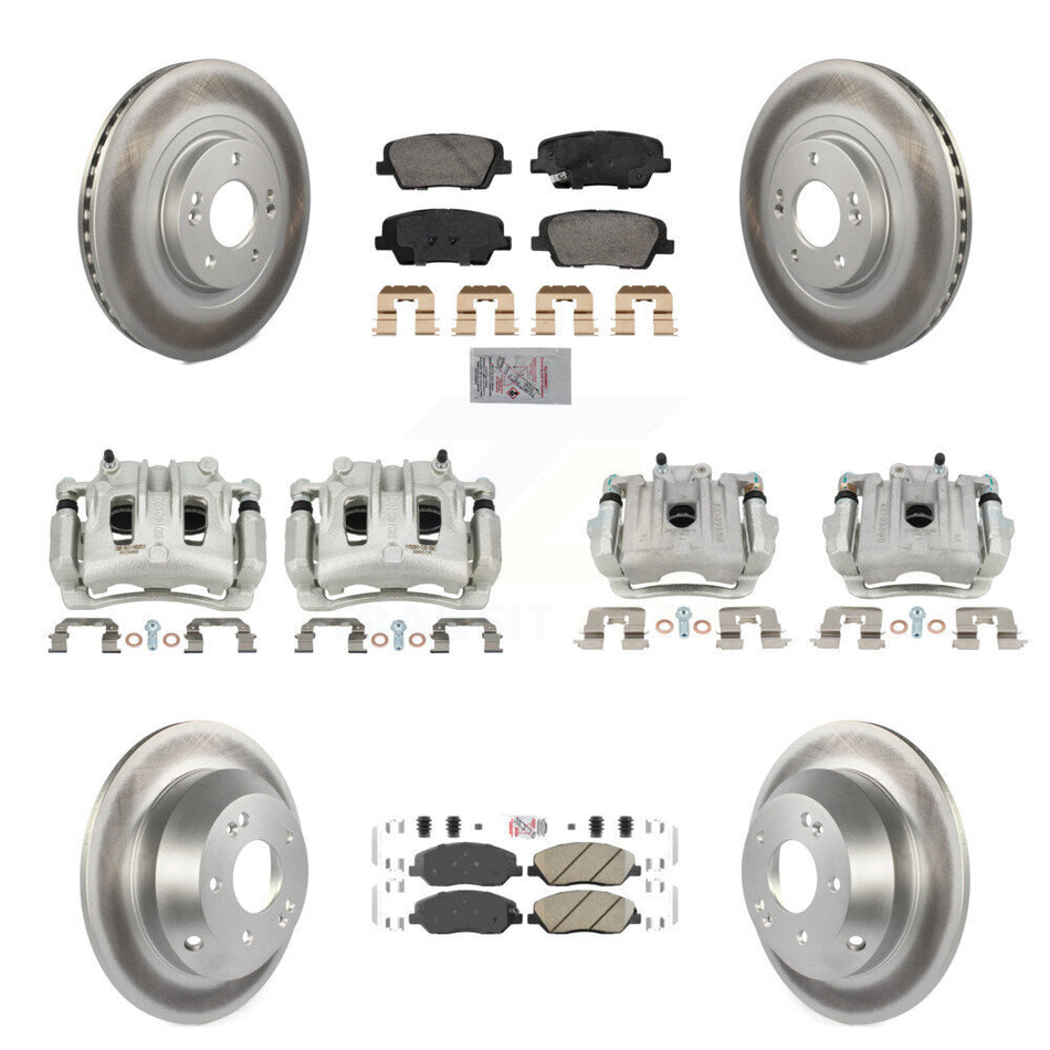 Front Rear Brake Caliper Coat Rotors Ceramic Pad Kit (10Pc) For Hyundai Santa Fe XL 3.3L KCG-102166N