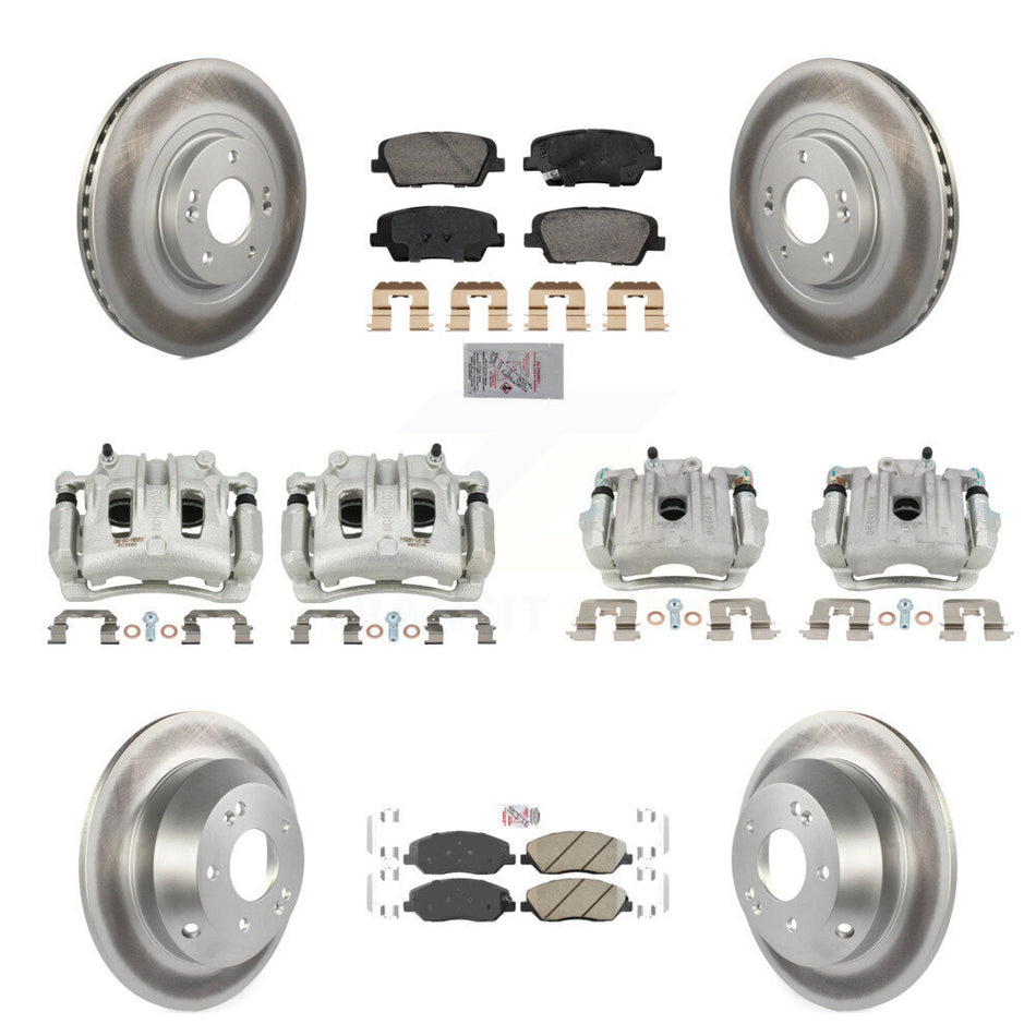 Front Rear Brake Caliper Coat Rotors Ceramic Pad Kit (10Pc) For Hyundai Santa Fe XL 3.3L KCG-102167N