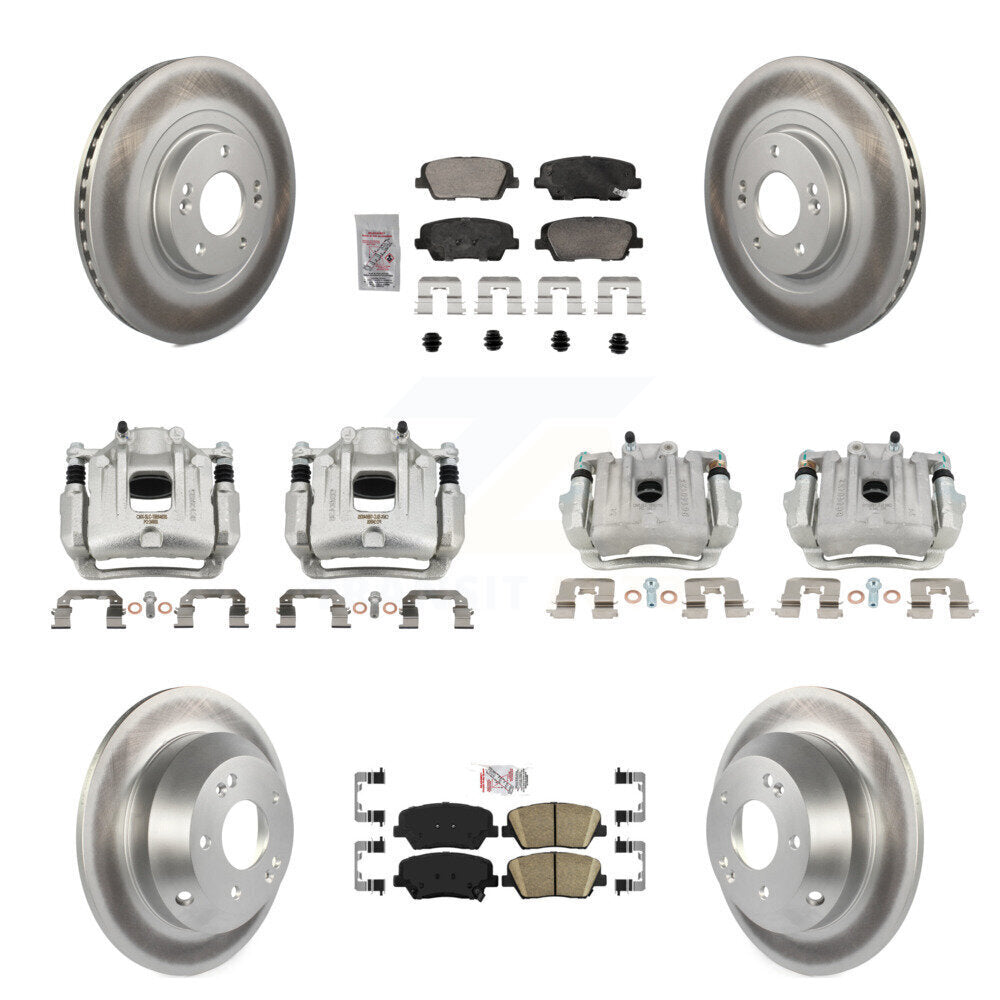 Front Rear Brake Caliper Coat Rotors & Ceramic Pad Kit (10Pc) For Hyundai Santa Fe Sport KCG-102174N