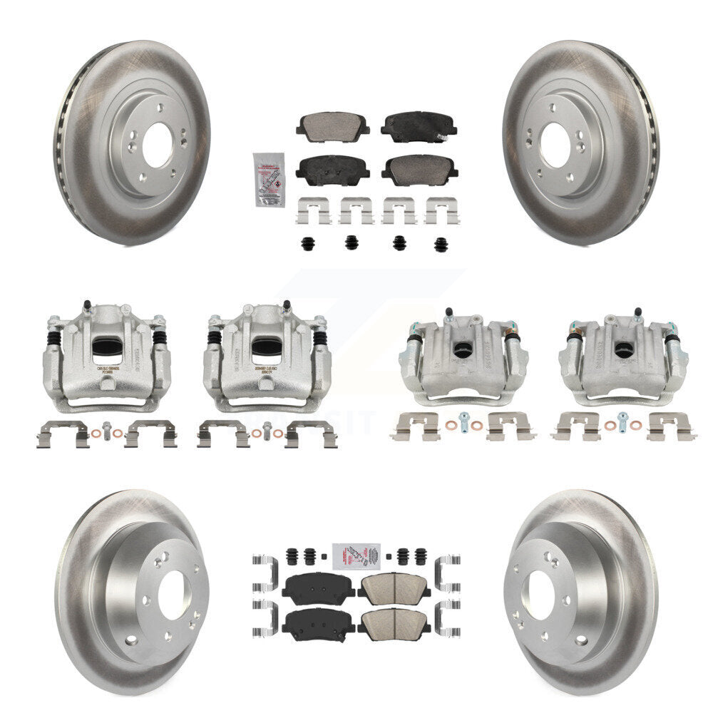Front Rear Brake Caliper Coat Rotors & Ceramic Pad Kit (10Pc) For Hyundai Santa Fe Sport KCG-102175N