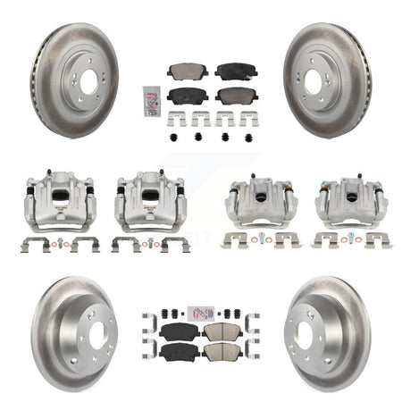 Front Rear Brake Caliper Coat Rotors & Ceramic Pad Kit (10Pc) For Hyundai Santa Fe Sport KCG-102175N