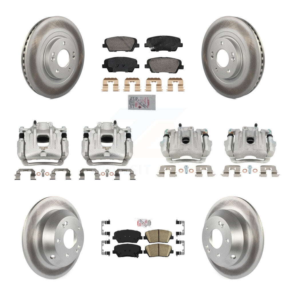 Front Rear Brake Caliper Coat Rotors & Ceramic Pad Kit (10Pc) For Hyundai Santa Fe Sport KCG-102178N