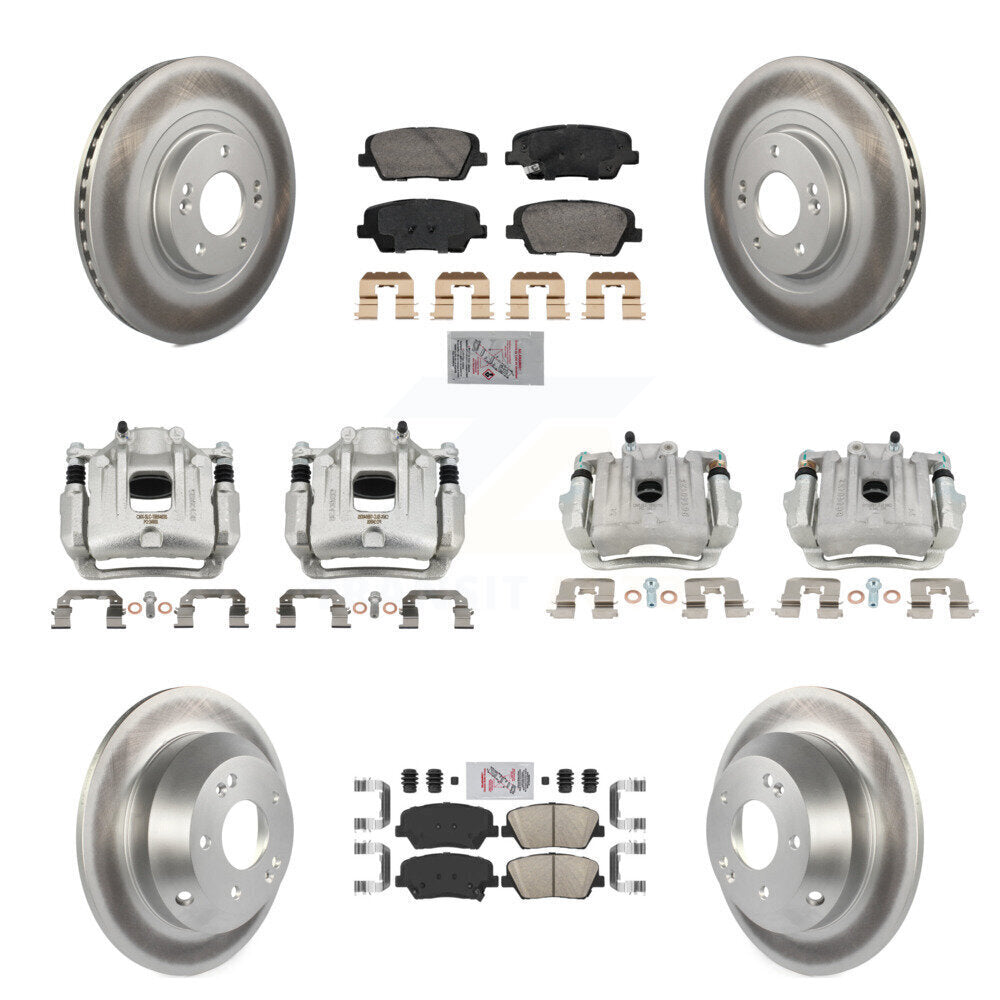 Front Rear Brake Caliper Coat Rotors & Ceramic Pad Kit (10Pc) For Hyundai Santa Fe Sport KCG-102179N