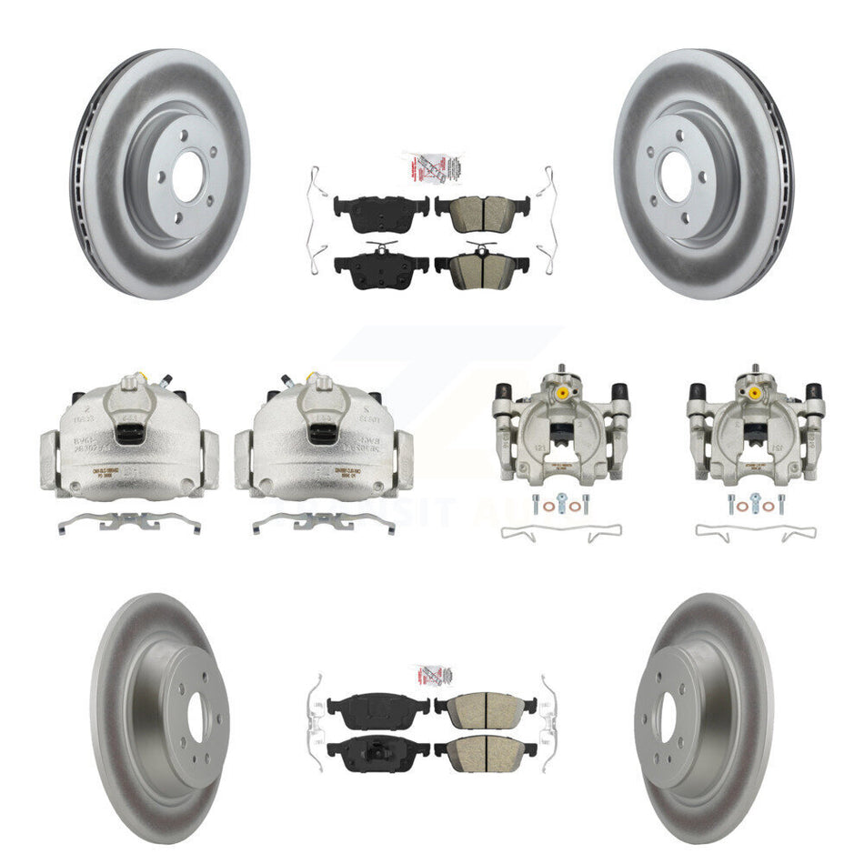 Front Rear Brake Caliper Coat Rotor & Ameribrakes Pad Kit (10Pc) For Ford Escape Lincoln KCG-102180N