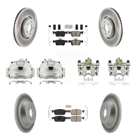 Front Rear Disc Brake Caliper Coat Rotors And Ameribrakes Pad Kit (10Pc) For Lincoln MKC KCG-102187N