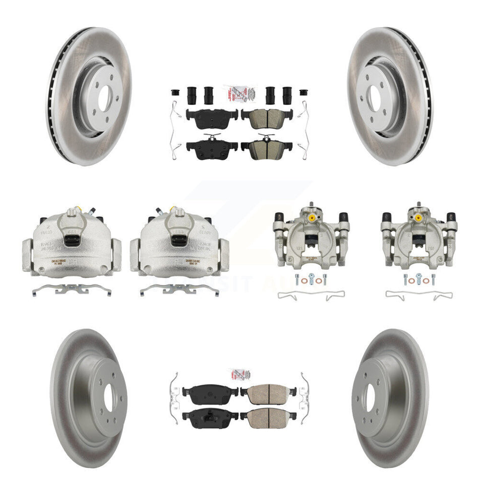 Front Rear Disc Brake Caliper Coat Rotors And Ameribrakes Pad Kit (10Pc) For Lincoln MKC KCG-102187N