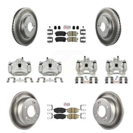 Front Rear Brake Caliper Coat Rotors & Ceramic Pad Kit (10Pc) For Hyundai Tucson Kia FWD KCG-102193N