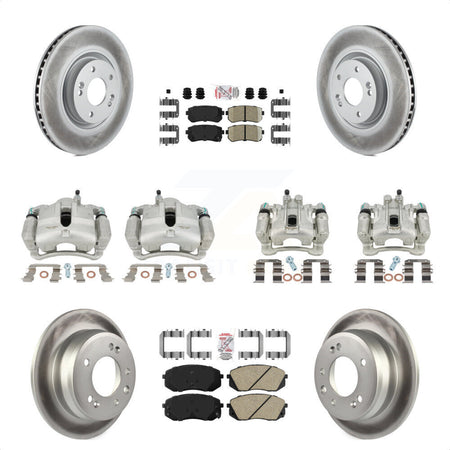 Front Rear Disc Brake Caliper Coated Rotors And Ceramic Pads Kit (10Pc) For 2015 Hyundai Tucson FWD with FUEL CELL EV (FCEV) engine KCG-102198N by Transit Auto