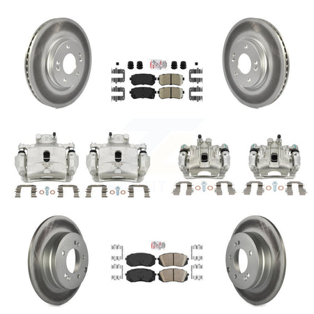 Front Rear Disc Brake Caliper Coated Rotor And Ceramic Pad Kit (10Pc) For Hyundai Sonata KCG-102216N