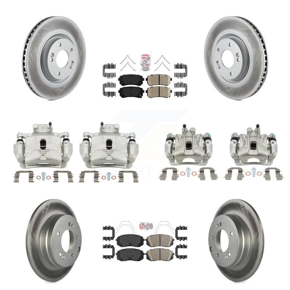 Front Rear Disc Brake Caliper Coated Rotors And Ceramic Pads Kit (10Pc) For Kia Optima KCG-102224N