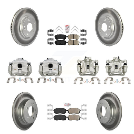 Front Rear Disc Brake Caliper Coated Rotors And Ceramic Pads Kit (10Pc) For Kia Optima KCG-102225N