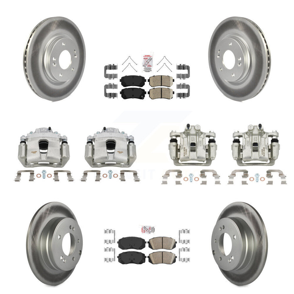 Front Rear Disc Brake Caliper Coated Rotors And Ceramic Pads Kit (10Pc) For Kia Optima KCG-102225N