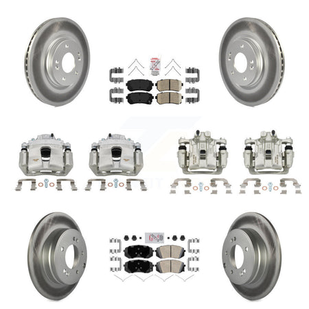 Front Rear Disc Brake Caliper Coated Rotors And Ceramic Pads Kit (10Pc) For Kia Optima KCG-102226N