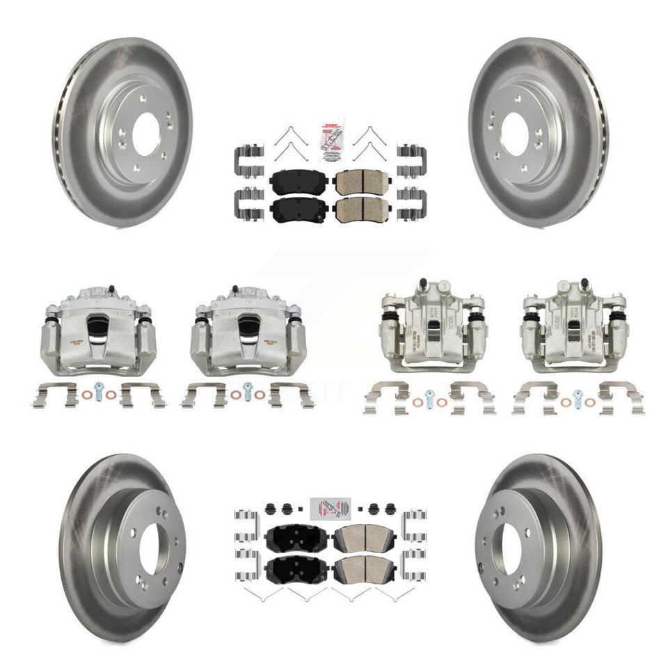Front Rear Disc Brake Caliper Coated Rotors And Ceramic Pads Kit (10Pc) For Kia Optima KCG-102226N