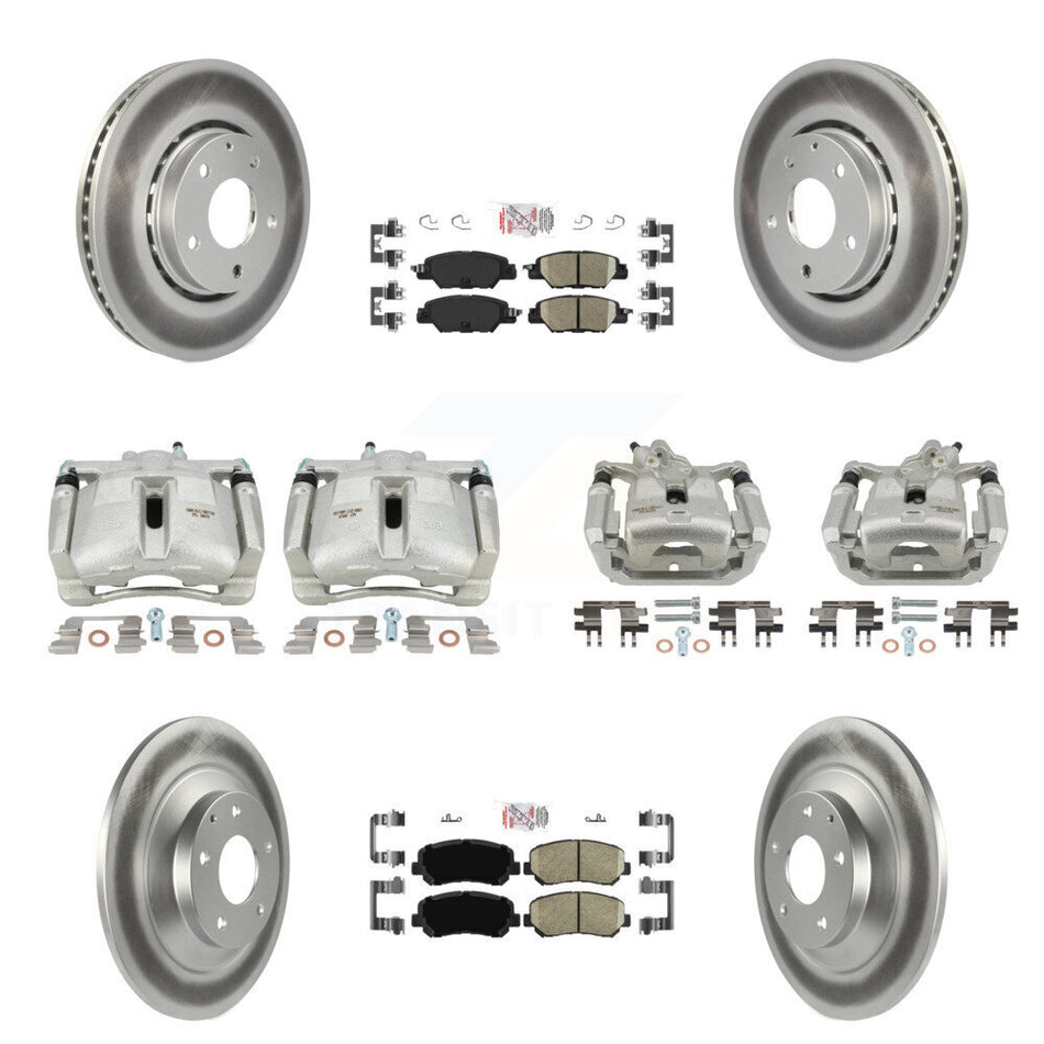 Front Rear Disc Brake Caliper Coated Rotors And Ceramic Pads Kit (10Pc) For Mazda CX-5 KCG-102227N