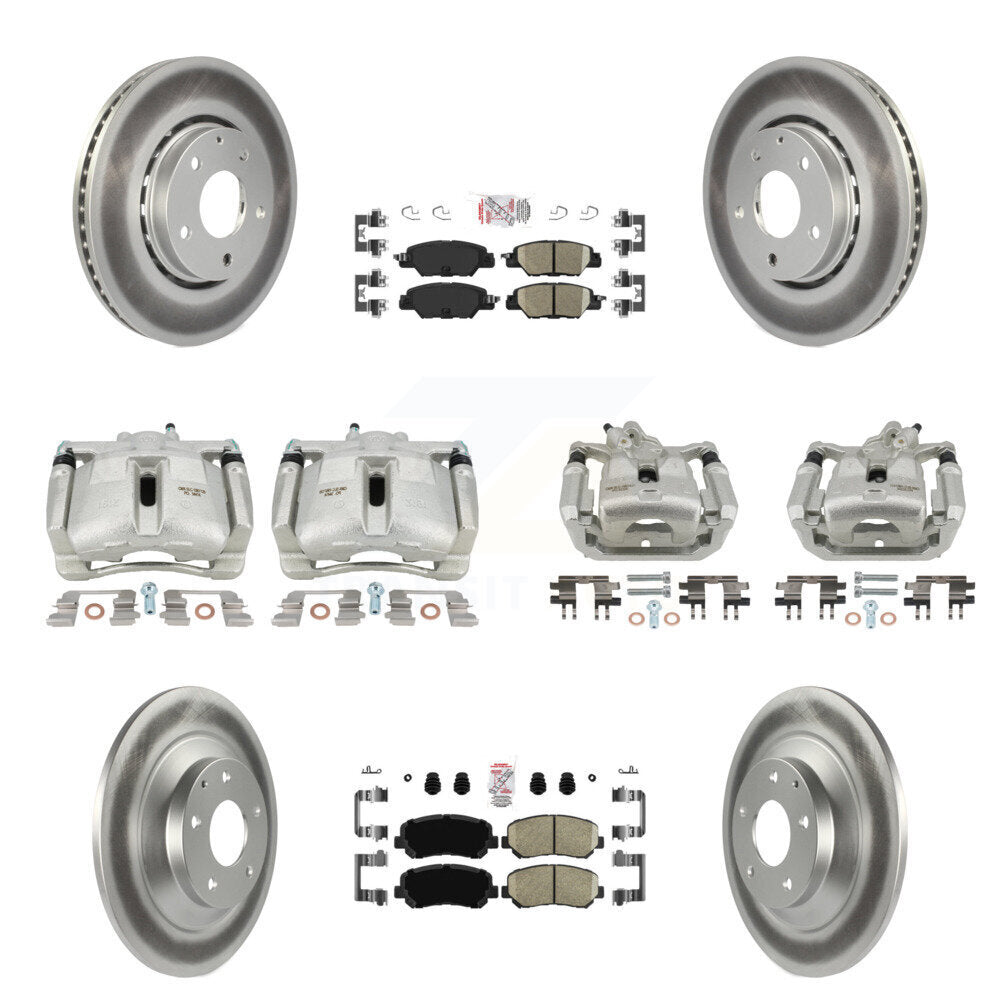 Front Rear Disc Brake Caliper Coated Rotors And Ceramic Pads Kit (10Pc) For Mazda CX-5 KCG-102228N