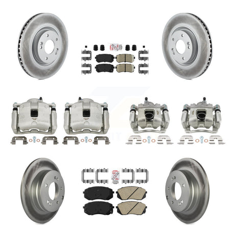 Front Rear Disc Brake Caliper Coated Rotor And Ceramic Pad Kit (10Pc) For Hyundai Tucson KCG-102229N