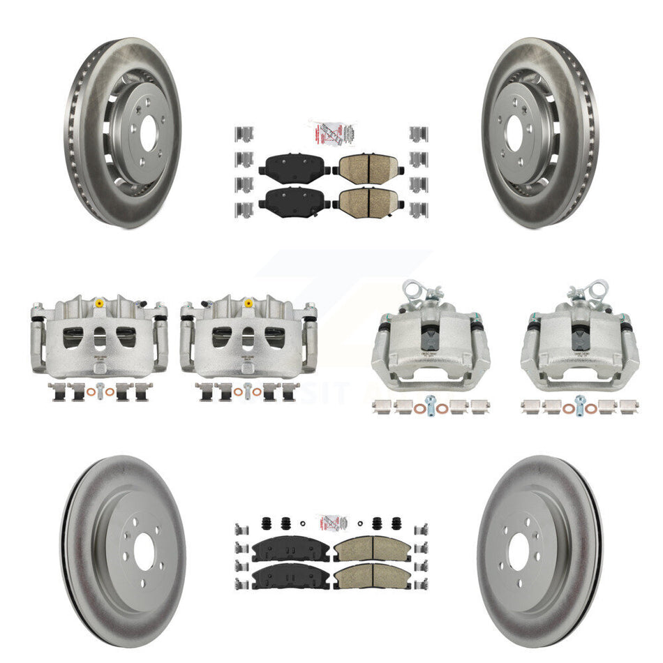 Front Rear Brake Caliper Coat Rotor Ceramic Pad Kit (10Pc) For Ford Explorer Flex Taurus KCG-102243N
