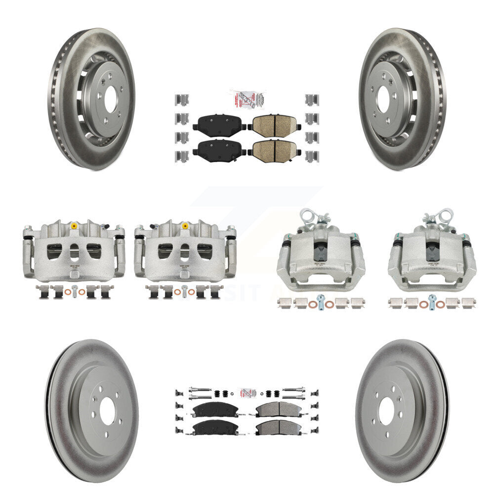 Front Rear Brake Caliper Coat Rotors & Ameribrakes Pad Kit (10Pc) For Ford Explorer Flex KCG-102245N