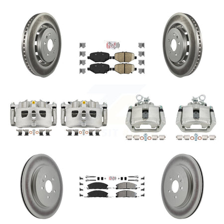 Front Rear Brake Caliper Coat Rotors & Ameribrakes Pad Kit (10Pc) For Ford Explorer Flex KCG-102245N