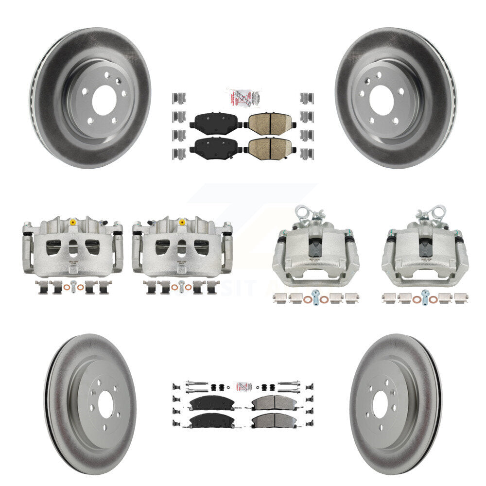 Front Rear Brake Caliper Coat Rotor & Ameribrakes Pad Kit (10Pc) For Ford Explorer Sport KCG-102246N