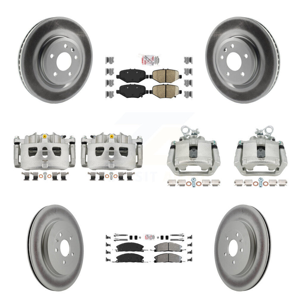 Front Rear Brake Caliper Coat Rotor & Ameribrakes Pad Kit (10Pc) For Ford Explorer Sport KCG-102246N