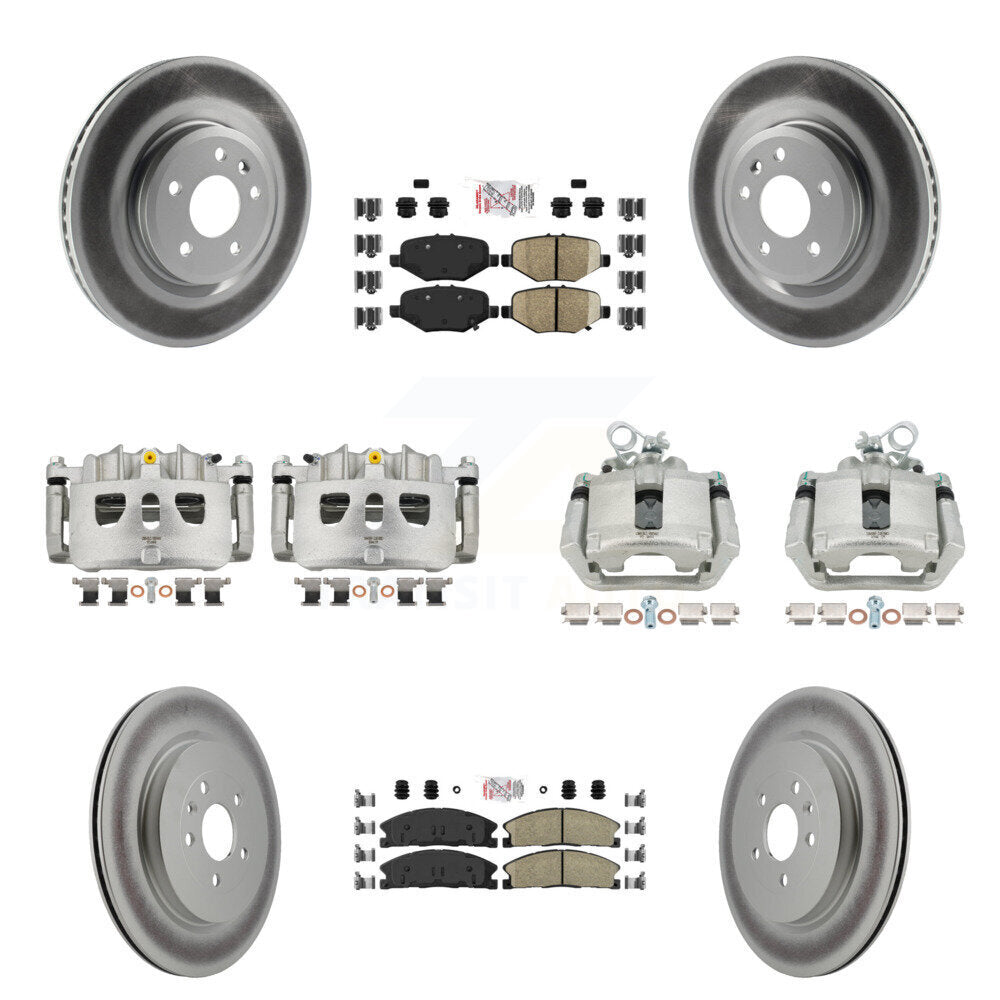 Front Rear Brake Caliper Coat Rotor & Ameribrakes Pad Kit (10Pc) For Ford Explorer Sport KCG-102250N