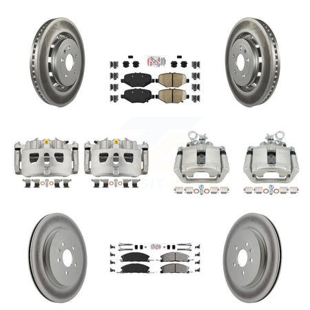 Front Rear Brake Caliper Coat Rotors Semi-Metallic Pad Kit (10Pc) For Ford Explorer Flex KCG-102251N