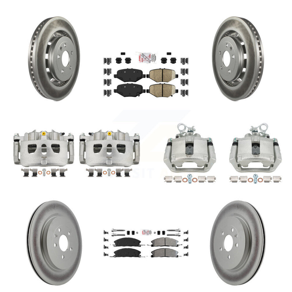 Front Rear Brake Caliper Coat Rotors Semi-Metallic Pad Kit (10Pc) For Ford Explorer Flex KCG-102251N