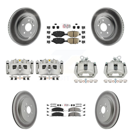 Front Rear Brake Caliper Coat Rotor Semi-Metallic Pad Kit (10Pc) For Ford Explorer Sport KCG-102252N