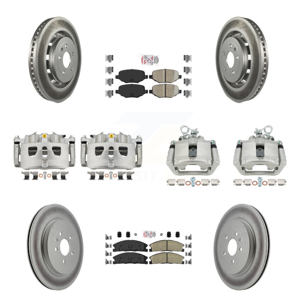 Front Rear Brake Caliper Coat Rotors Ceramic Pad Kit (10Pc) For Ford Explorer Police MKS KCG-102254N