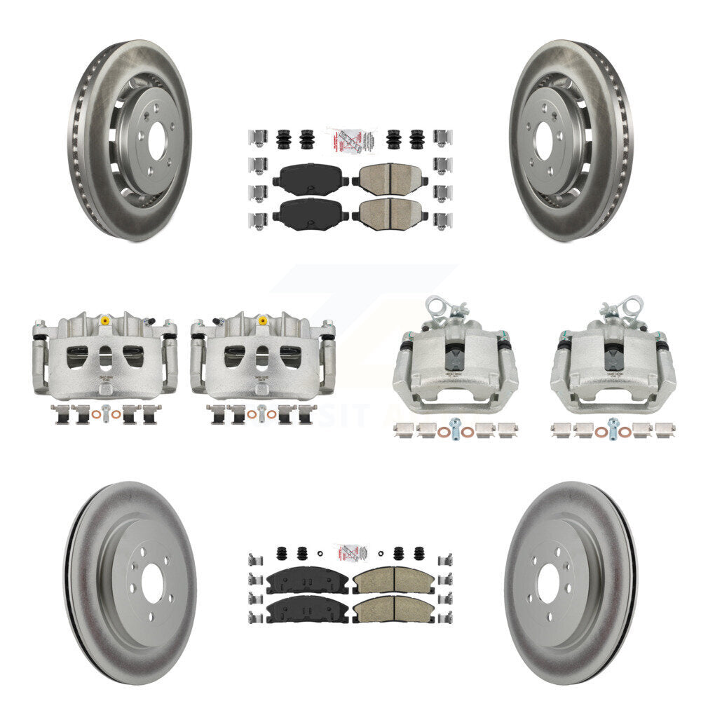 Front Rear Brake Caliper Coat Rotors Ceramic Pad Kit (10Pc) For Ford Explorer Police MKS KCG-102257N